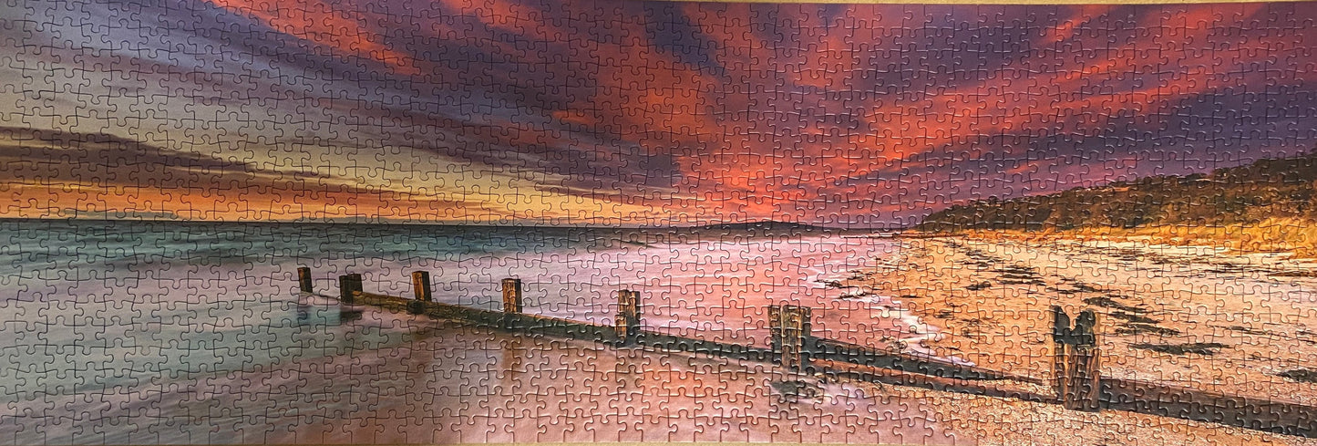 Completed 1000 Pieces Puzzle of McCore Beach, Australia 38”x13”