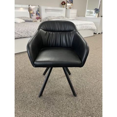 Apple Dinning Study Swivel Lounge Chair PU Leather with Foam Upholstery -Black/White