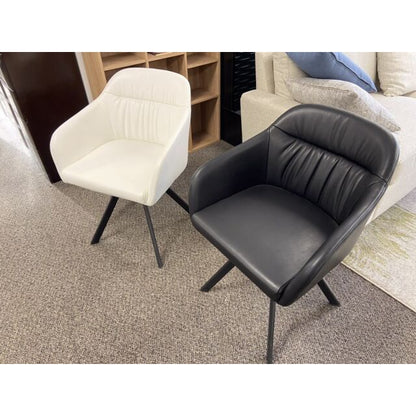 Apple Dinning Study Swivel Lounge Chair PU Leather with Foam Upholstery -Black/White