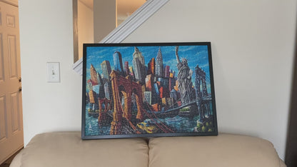 Welcome to New York 1000 Pieces Puzzle 27”x20” Framed Icon of Modern Art